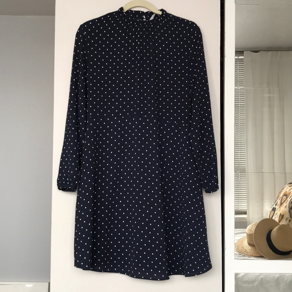 NWT H&M Navy & White Polka Dot Dress Size 12